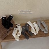 女童袜子秋冬季 ins蝴蝶结花边袜女孩百搭中筒袜 无骨棉袜儿童韩版