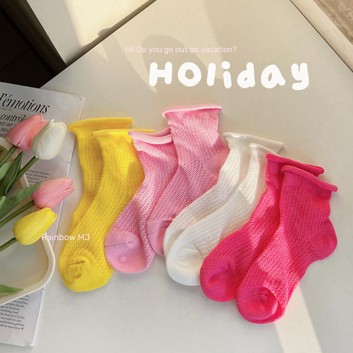 RainbowMJ糖果色短袜夏透气网眼