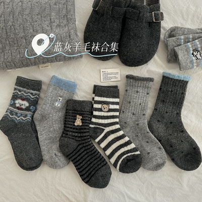 儿童袜子秋冬韩版ins保暖羊毛袜男女童加厚羊绒袜冬款毛毛中筒袜