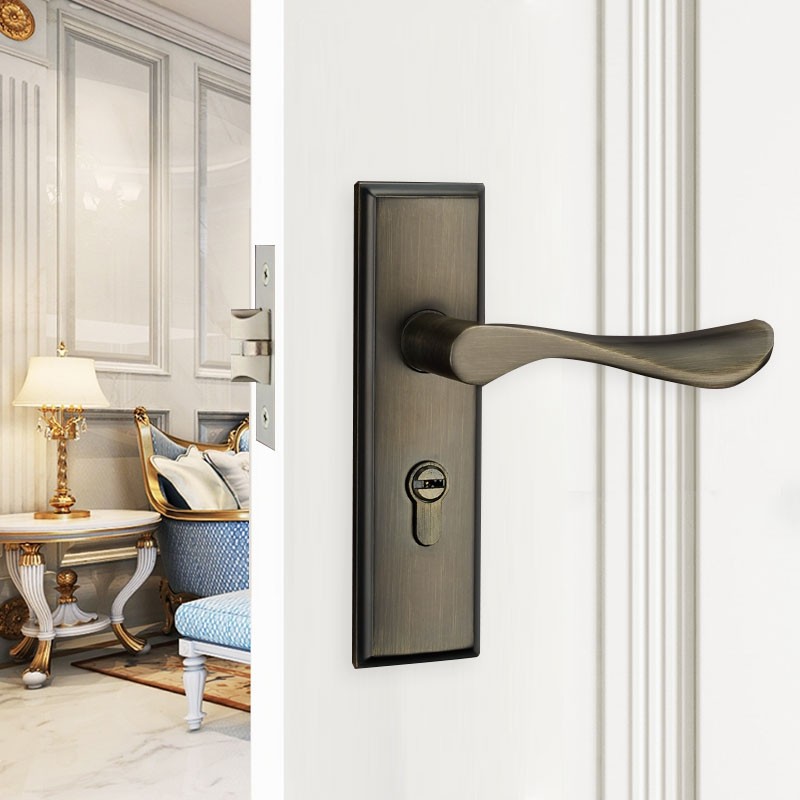 青古铜单舌门锁家用卧室通用型房间门把手老式换锁孔距F140