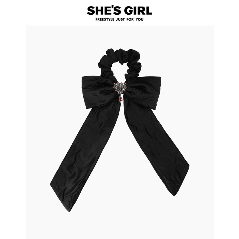 shesgirl茜子 暗夜玫瑰原创个性哥特风蝴蝶结飘带发圈发绳头饰