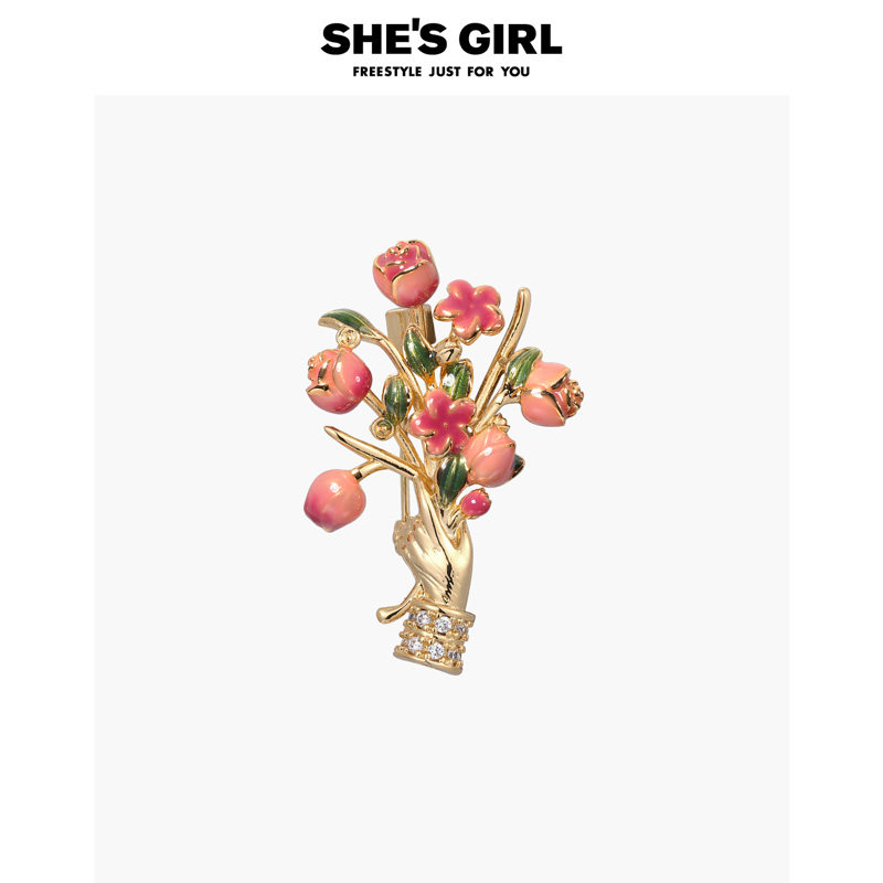 shesgirl茜子秘野仙踪手工滴油玫瑰复古甜美花朵胸针高档胸花