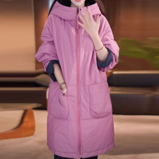 时尚 气质连帽棉服外套胖妹妹 宽松显瘦加厚保暖棉衣女2025秋冬新款