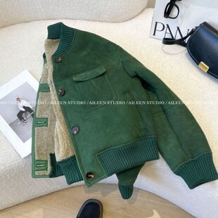 超好看羊羔毛上衣2025秋季 新款 小个子通勤独特舒适简约外套女短款