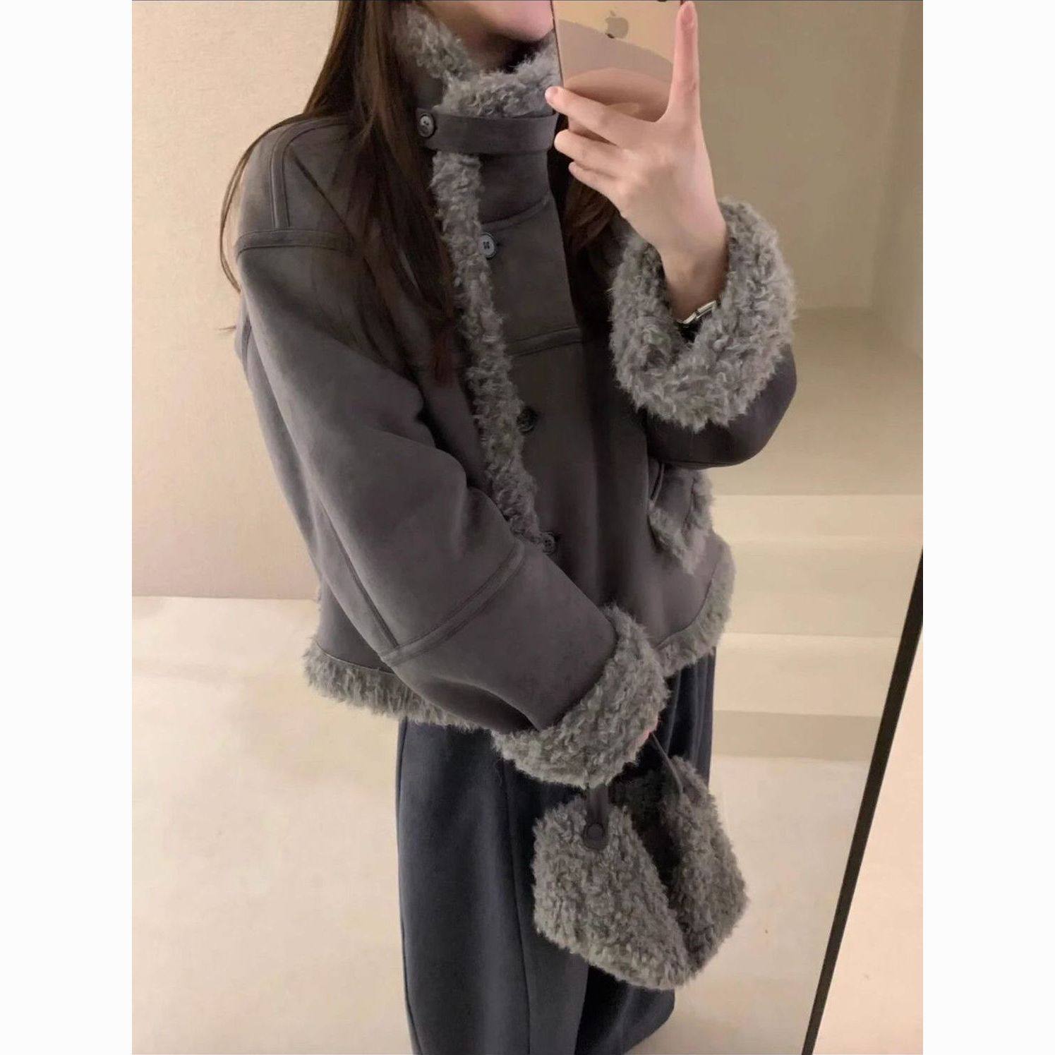 独特超好看皮毛一体羊羔毛外套女2025冬新款秋冬羊羔绒短款小个子,女装/女士精品,短外套,淘宝优惠券,粉丝福利购,淘宝优惠卷