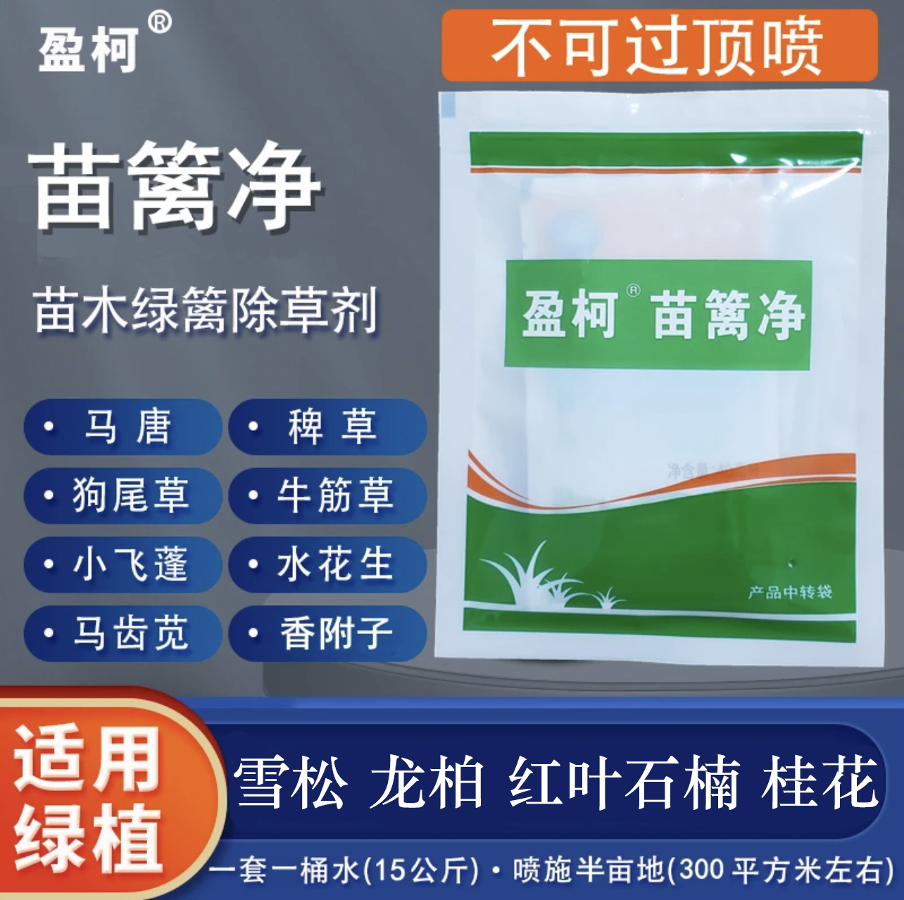 盈柯苗篱净苗木除草剂封闭剂园林绿篱小苗灌木防除阔叶尖叶杂草