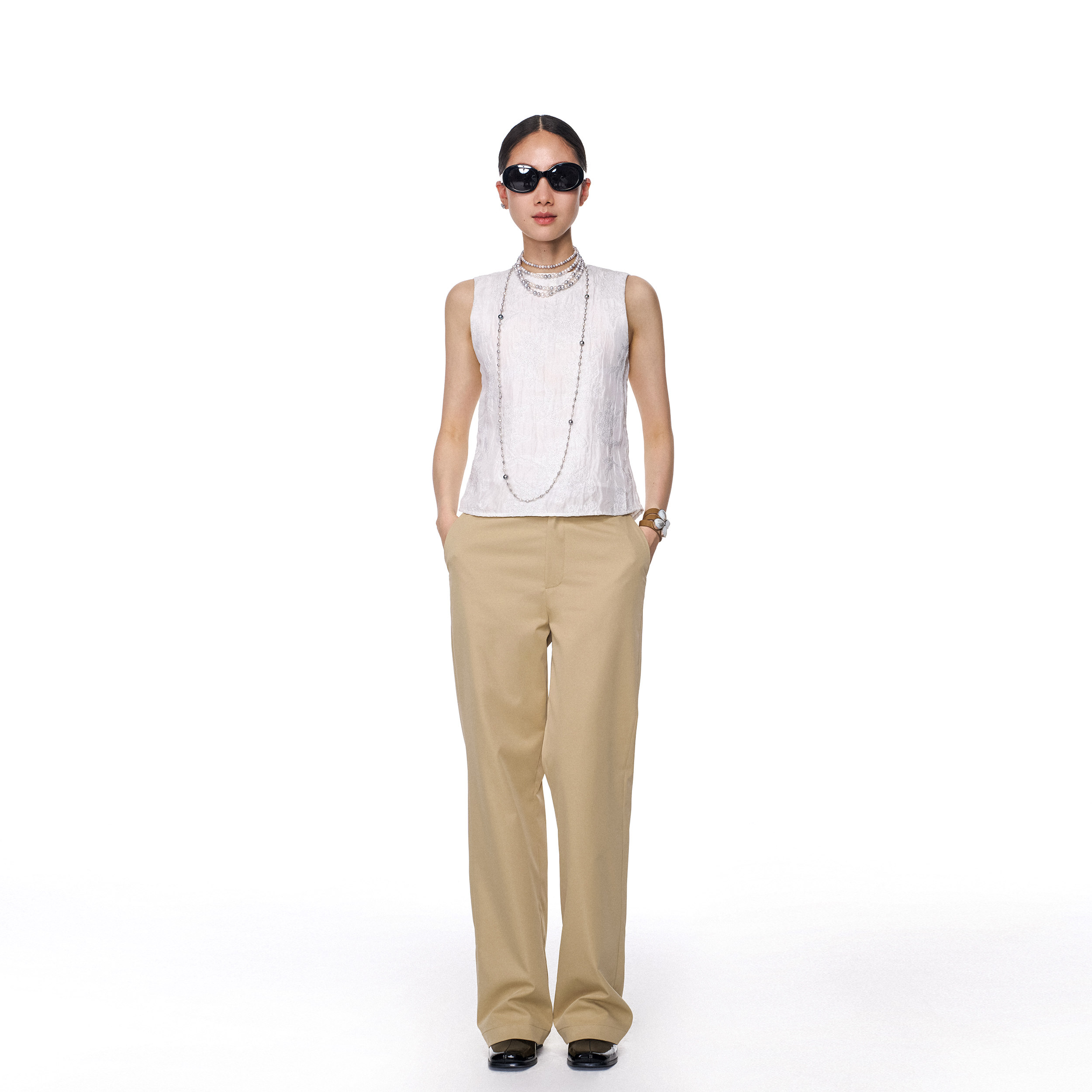 林乔芝2025夏季新款女士休闲裤时尚休闲经典百搭直筒裤西装裤 - 林乔芝出品