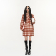 林乔芝2025年秋冬羊毛大衣长款 格子外套休闲气质风衣女