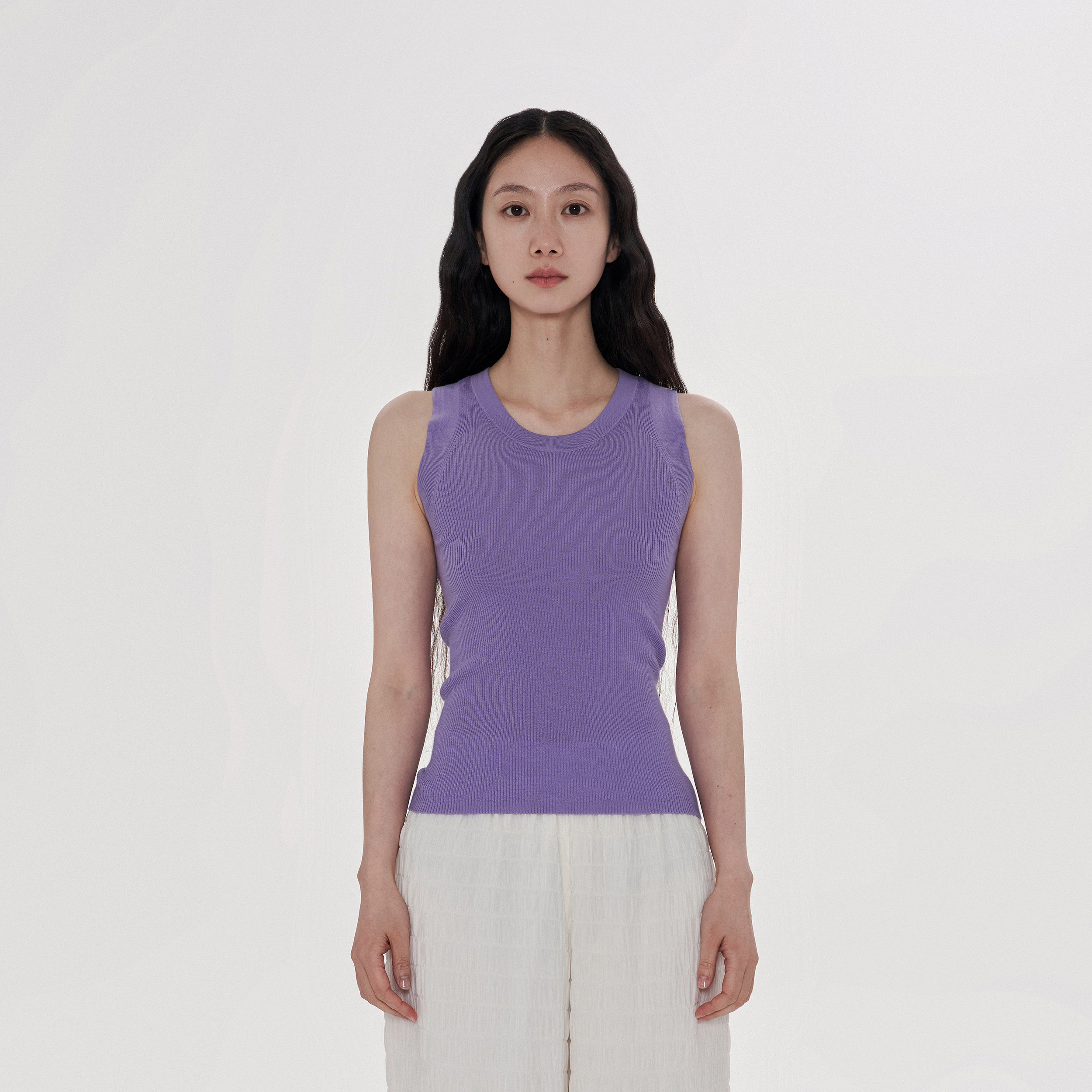 【新品】林乔芝新款羊毛针织背心女无袖短T恤修身百搭吊带