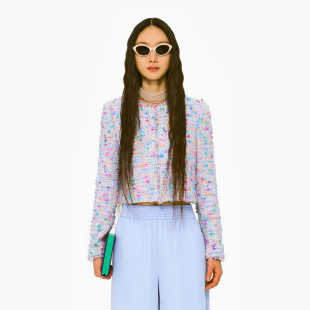 林乔芝2025春季 小众小香风外套女糖果色系高级感短外套 新款