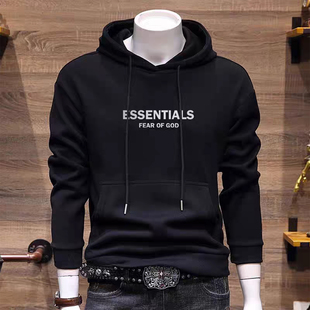 潮牌休闲卫衣连帽男士修身加绒加厚长袖纯棉保暖体恤秋冬新款外套