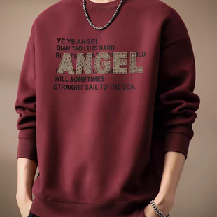 高端美式重磅复古卫衣男2025春季新款安可拉红潮牌宽松基础上衣男