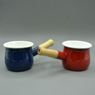 10cm迷你小奶锅双嘴单柄日式小号珐琅搪瓷纯色奶锅牛奶火锅店餐具