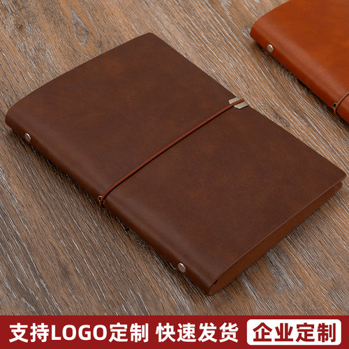 A5软皮复古绑带活页手账本