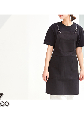 Virgo 黑蓝卡其米白浅灰色帆布围裙花艺师咖啡师奶茶饮店定制logo