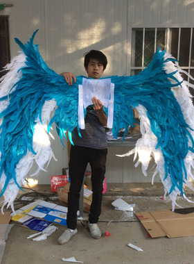 网红翅膀游戏拍摄道具黑色魔兽翅膀羽毛翅膀走秀表演古装道具