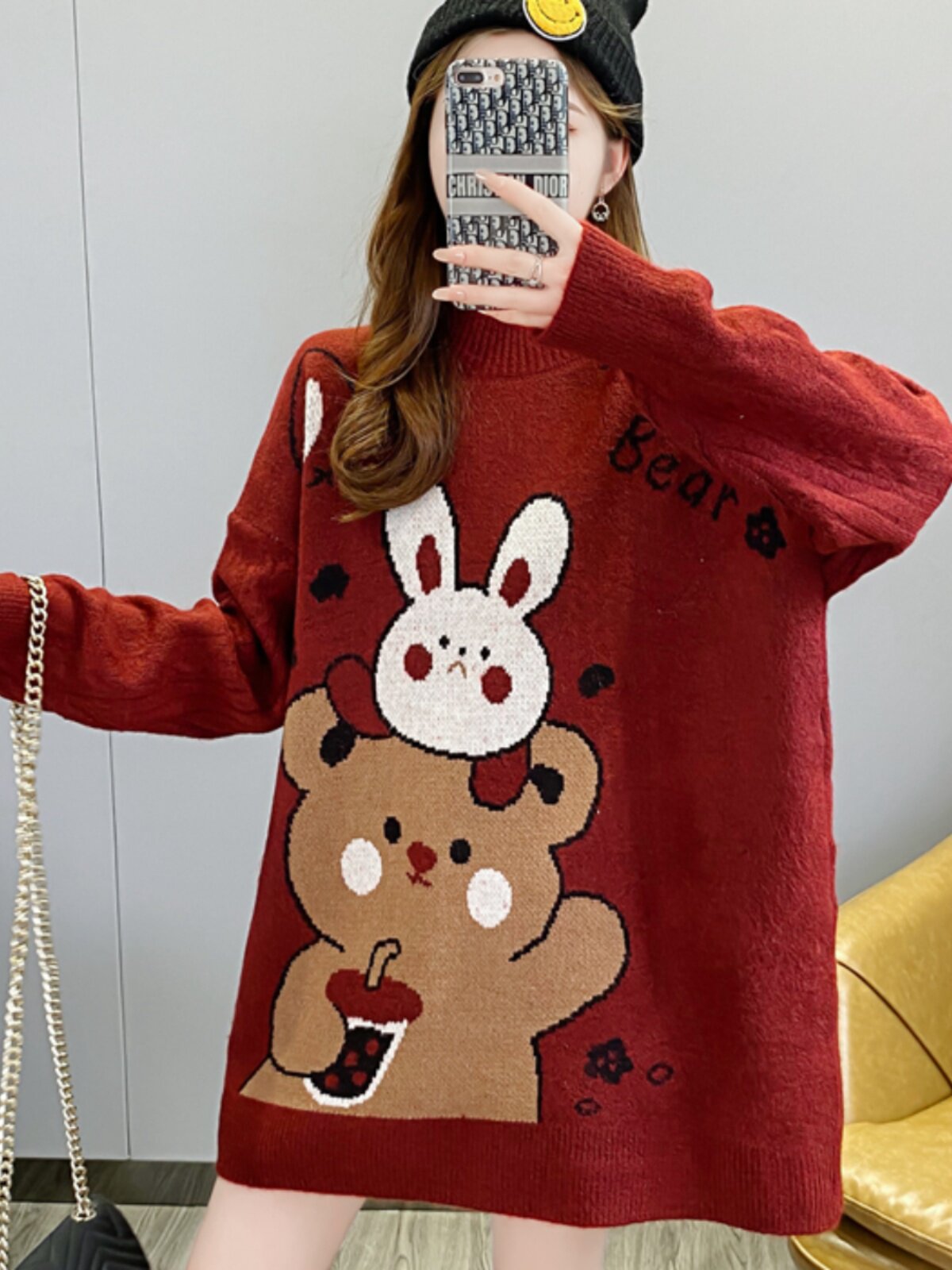 2024 가을 겨울 출산 스웨터 중간 길이 높은 칼라 외부 착용 두꺼운 탑 여성 패션 정장 겨울 BOTTOMING 셔츠