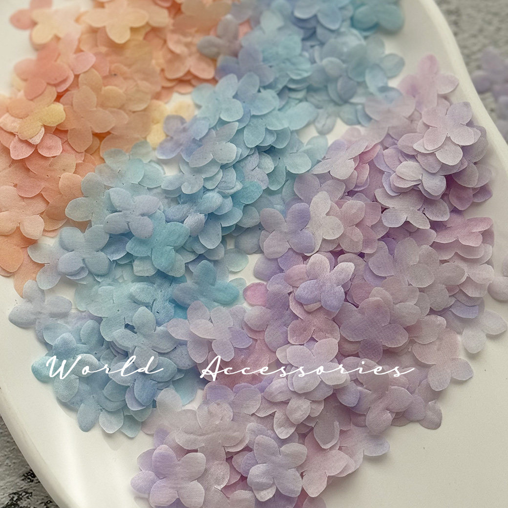 【绣球烫花】渐变染色 真丝素绉手工DIY制作娃衣婚纱手作配饰搭配