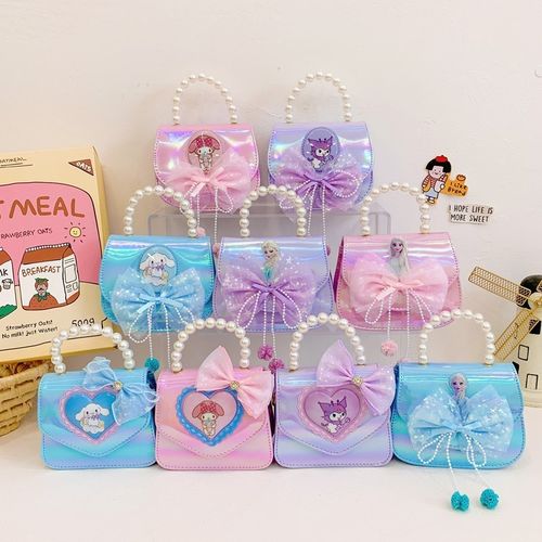 儿童包包爱莎亮灯单肩包时尚亮灯纱裙冰雪公主珍珠手提搭配斜挎包