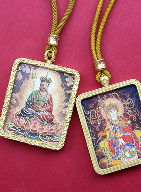 多款九华山地藏王菩萨守护神唐卡吊坠半手绘描金唐卡项链批发