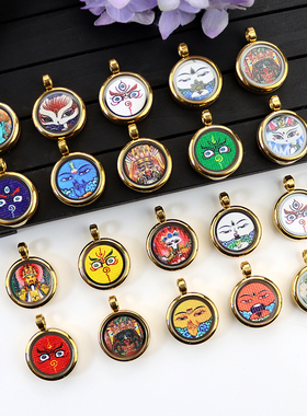 男女不锈钢五路财神眼唐卡嘎乌盒