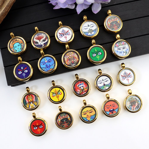 男女不锈钢五路财神眼唐卡嘎乌盒