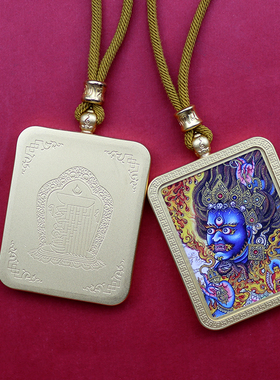 不锈钢手绘描金唐卡吊坠项链
