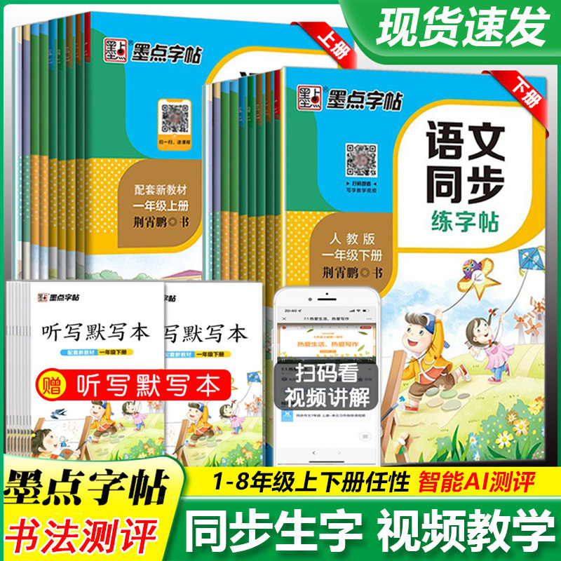 墨点字帖语文同步练字帖一年级二三年级四五六七八年级上册下册人教版练字帖小学生专用荆霄鹏楷书笔顺每日一练钢笔硬笔字帖