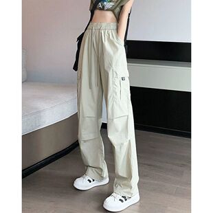 夏季速干休闲青少年2026工装裤裤子初中生薄款新款女童运动阔腿裤