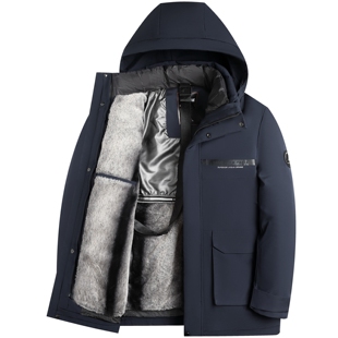 爸爸羽绒服中年男士冬季外套中老年人冬装加绒加厚款冬装鹅绒上衣