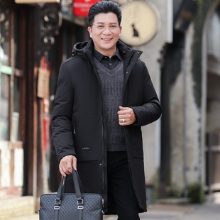 中年爸爸装冬装外套中老年棉衣男士加厚款中长款老人爷爷冬季棉袄