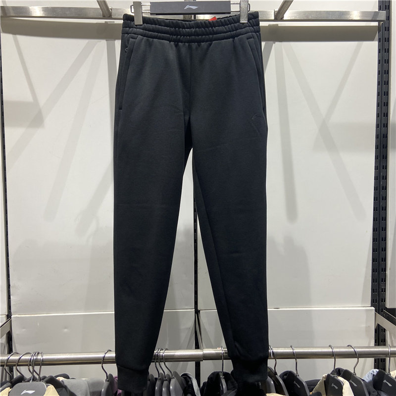 李宁卫裤加绒保暖针织束脚运动裤