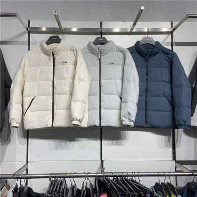 李宁保暖防泼水80%鸭绒短羽绒服