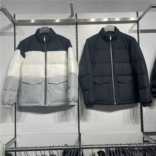 李宁男运动鸭绒保暖短羽绒服外套