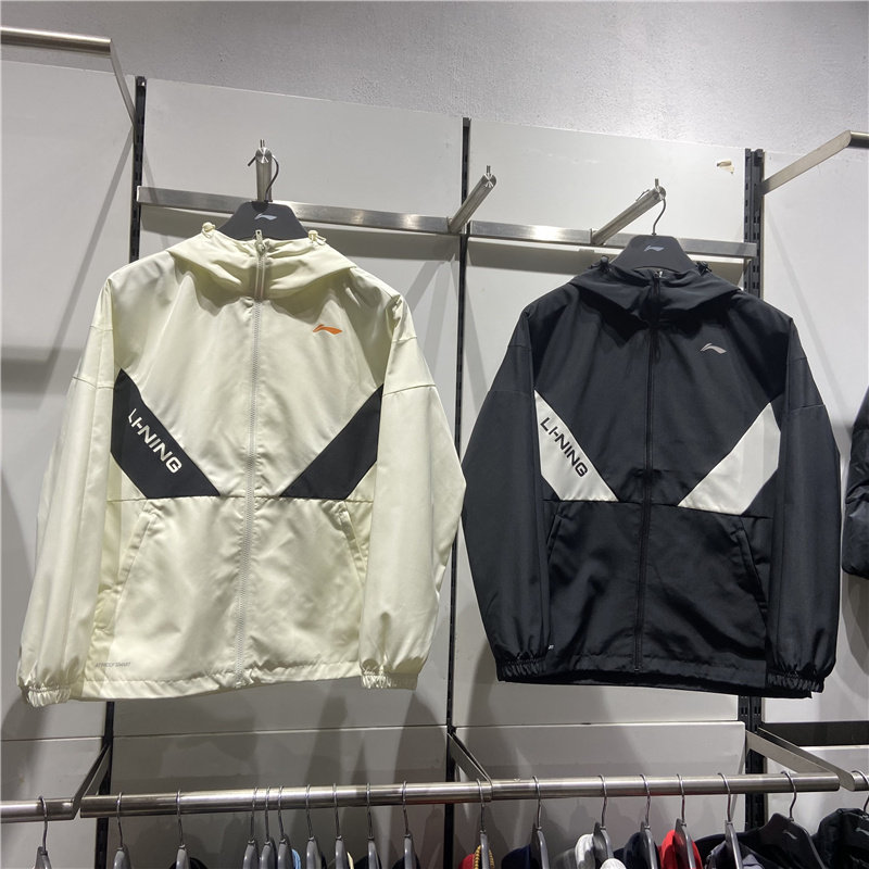 LI NING JACKET 2023 봄 새로운 피트니스 시리즈 남성용 발수 루즈 후드 스포츠 윈드 브레이커 AFDT033