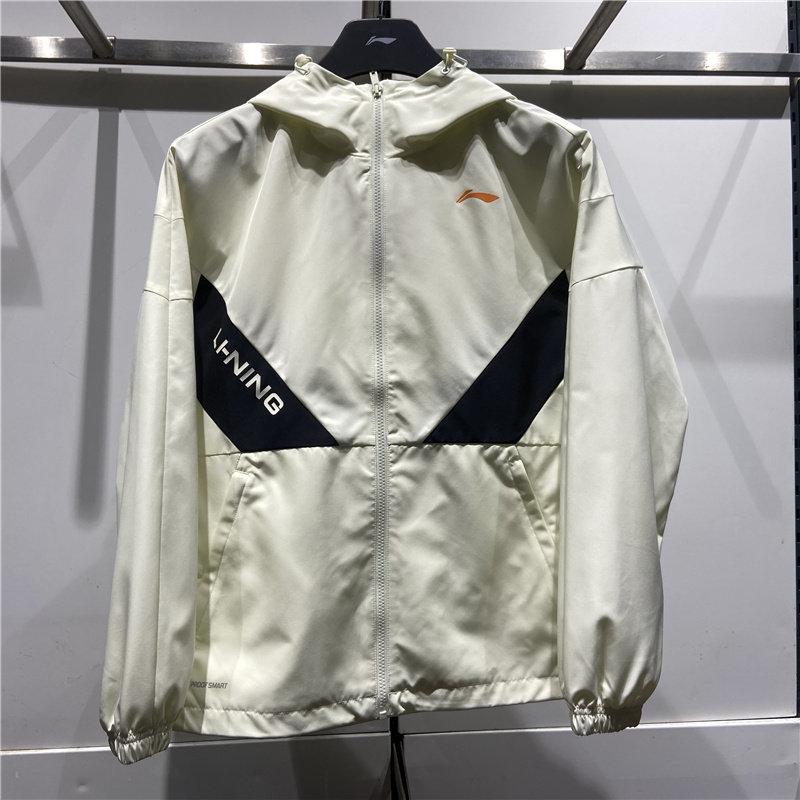 LI NING JACKET 2023 봄 새로운 피트니스 시리즈 남성용 발수 루즈 후드 스포츠 윈드 브레이커 AFDT033