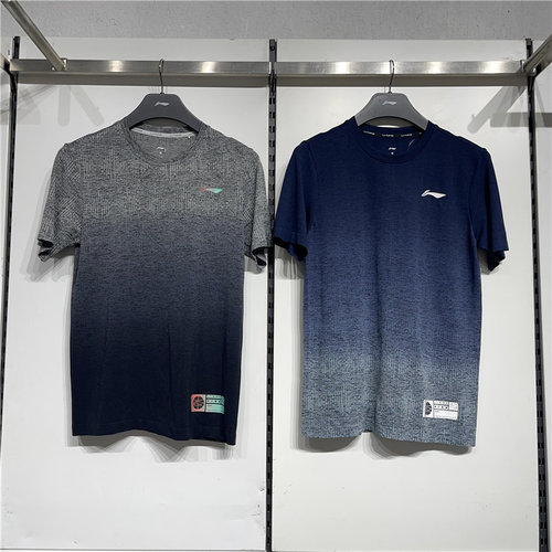 李宁T恤男拼色速干运动透气短袖