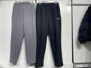 李宁2023冬新品男裤速干直筒加绒保暖防泼水休闲运动长裤 AYKT647