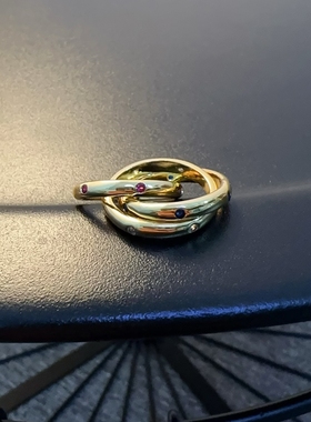 多层戒指小众指环简约复古彩色指圈