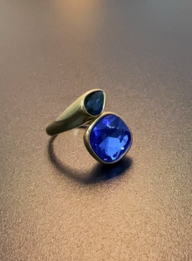 蓝色戒指开口可调节彩宝指环RICuc 0514