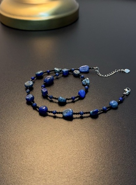 百搭青金石项链蓝色珠串