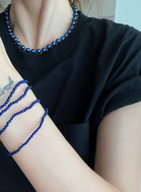 多层串珠手链蓝色青金石小珠珠手串弹力手镯细腕饰