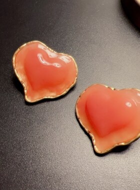 重工水蜜桃大耳环925银针粉琉璃个性夸张耳环