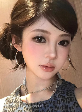 欧美GIRL！！夸张素圈大耳环2024新款高级感气质大气圈圈耳钉耳饰