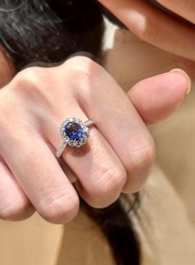 鸽子蛋戒指女欧美风跨境款轻奢小众满镶气质百搭开口戒