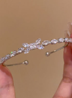 超闪满钻麦穗蝴蝶结手镯女高级感轻奢精致手环小众设计高颜值手饰