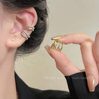 Cold style multi-layer zircon ear bone clips, light luxury and high-end earrings, a new 2024 bestseller without ear piercings thumbnail 4