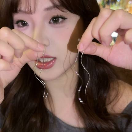 简约波浪长款耳线耳环2025新款爆款螺旋流苏气质耳饰小众设计耳钉