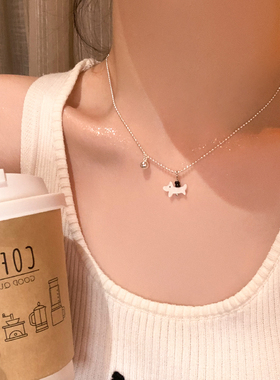 韩系可爱腊肠狗贝壳吊坠项链耳环甜美百搭锁骨链小众设计耳饰配饰