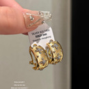 布契风金属拉丝镂空重工耳钉高级感欧美复古四叶草耳饰小众设计感